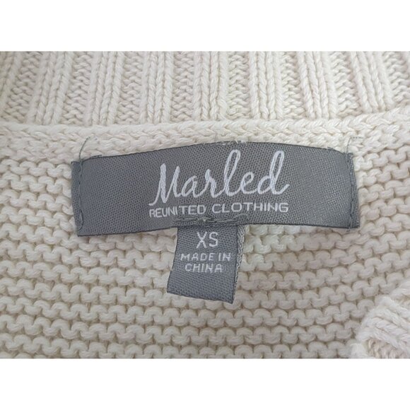 Marled Cropped Sweater Womens XS White Nautical Beachy Coastal Cotton - Picture 5 of 8